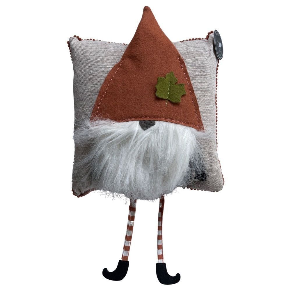 Autumn Harvest Gnome Fur Accent Pillow 12” x 12”  NWT